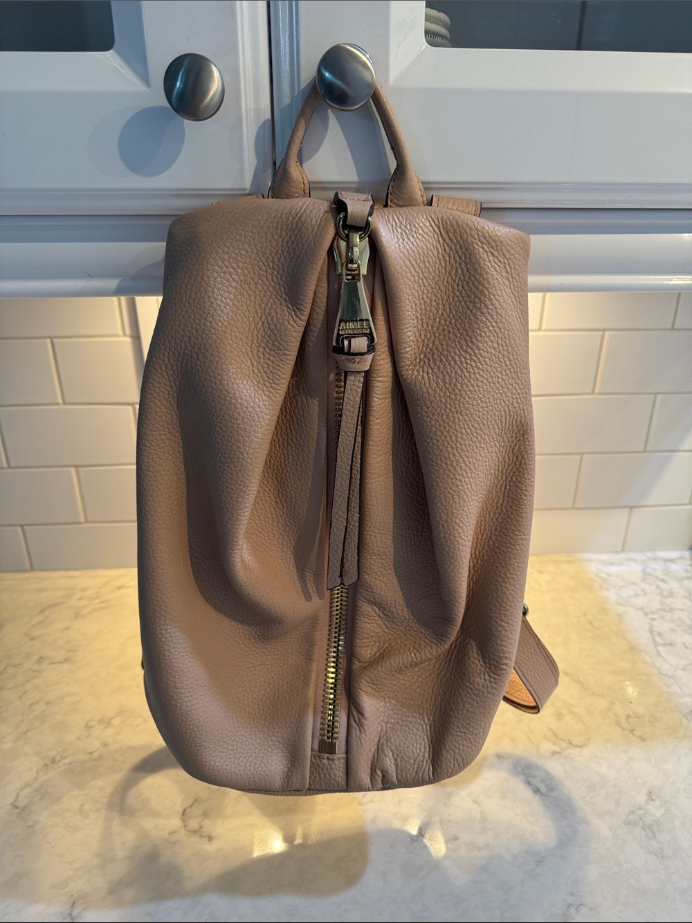Aimee Kestenberg Pebbled Leather Backpack in Taupe